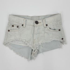 Kids ONE TEASPOON WHITE DENIM CUT OFF SHORTS
